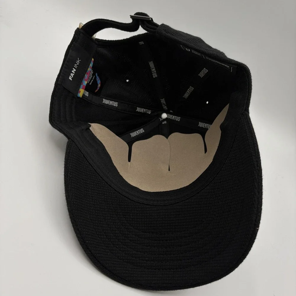 Juventus Hat Fan Ink Cap Strap Back One Size Black Soccer Football Official NEW
